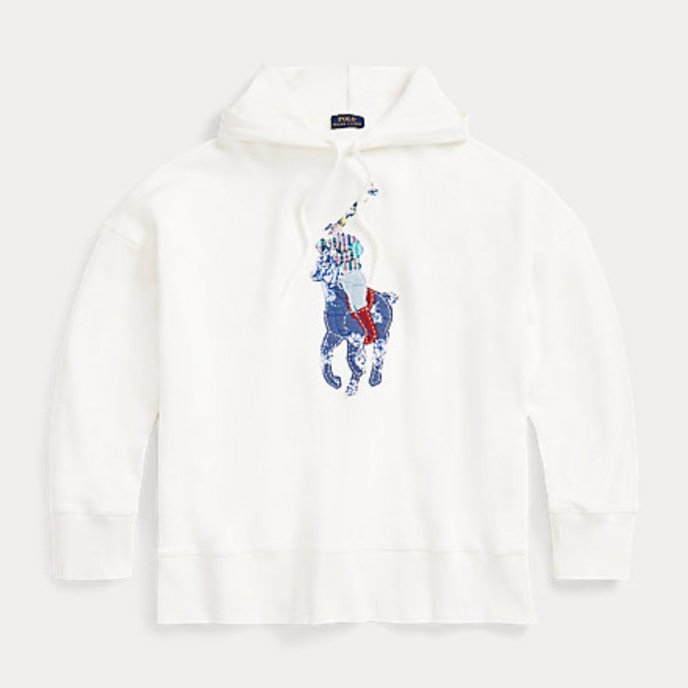 NWT: Polo Ralph Lauren Quilted Big Pony Fleece Hoodie Size M/L